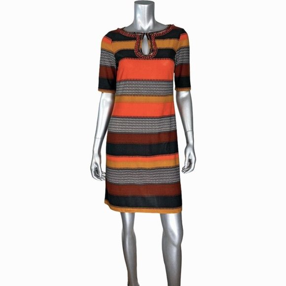 Donna Morgan Striped Beaded Dress 6 - Picture 1 of 5